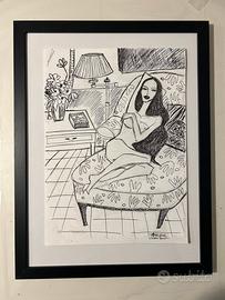 Ritratto a china con cornice