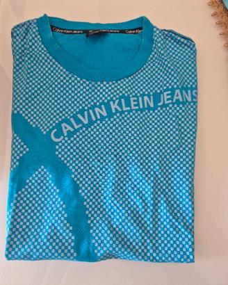 T-shirt Calvin Klein Jeans Azzurro Turchese "M"