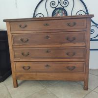 comò legno con piedini a cassetti intarsio 