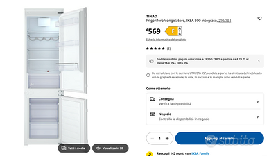 Frigorifero da incasso TINAD ikea