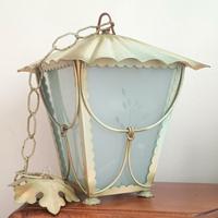 Lampada lanterna in ferro e vetro 
