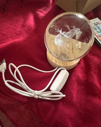 Lampada Notturna Axolotl Sfera 3D LED USB