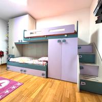 Cameretta da letto bambina con letto a castello