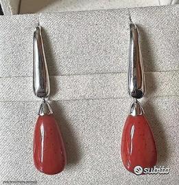 ORECCHINI ORO BIANCO 18kt. CON CORALLI NATURALI