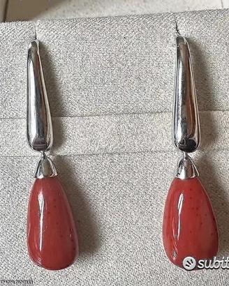 ORECCHINI ORO BIANCO 18kt. CON CORALLI NATURALI