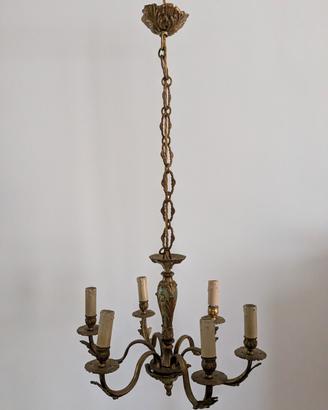 Lampadario in ottone smaltato 