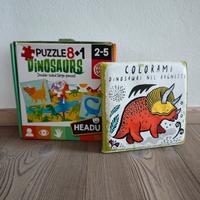 dinosauri puzzle e libro che si colora in acqua 
