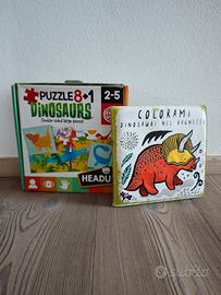 dinosauri puzzle e libro che si colora in acqua 