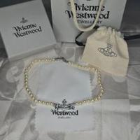 Mini Pearl choaker argento sfera collana 38cm