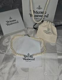 Mini Pearl choaker argento sfera collana 38cm