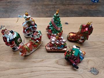 Set 7 addobbi in vetro per albero natale