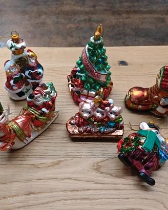 Set 7 addobbi in vetro per albero natale