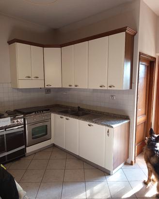 Cucina bianca con granito, forno e lavastoviglie.