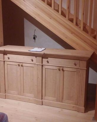 credenza bifacciale in abete 2 cassetti 4 ante