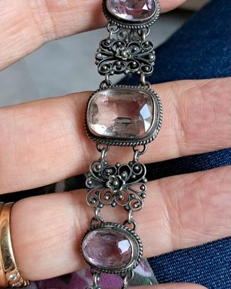 Bracciale antico in argento con ametiste