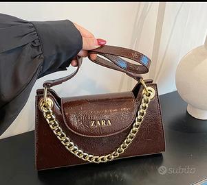 Black  Handbag with Braided Handle & Stra