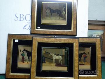 4 dipinti inglesi su lastra di vetro STALLA