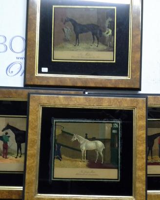 4 dipinti inglesi su lastra di vetro STALLA