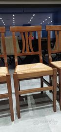 Sedie in legno con seduta in paglietta, N°4 sedie