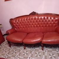 Divano e 2 sedie in pelle