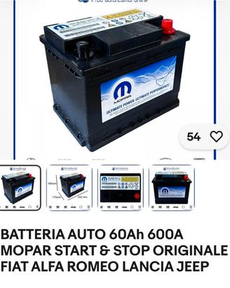Batteria auto originale mopar start e stop 60Ah