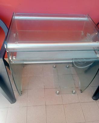 scrivania porta PC in vetro temperato