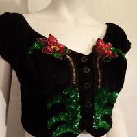 Top velluto microrighe con paillettes