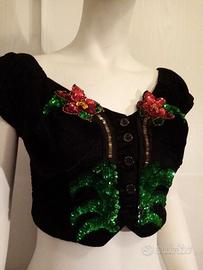 Top velluto microrighe con paillettes