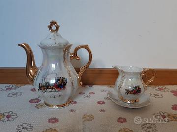 Caffettiera e lattiera con piattino, made in Italy