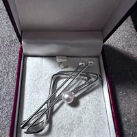 Spilla Vintage Modernista Silver Plated con Perle