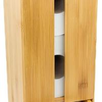 Porta carta igienica in piedi con cassetto bambu