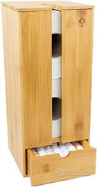 Porta carta igienica in piedi con cassetto bambu