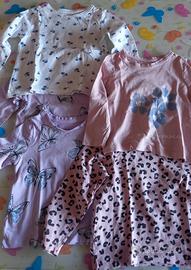 5 maglie bambina primark 2/3 anni usate viola rosa
