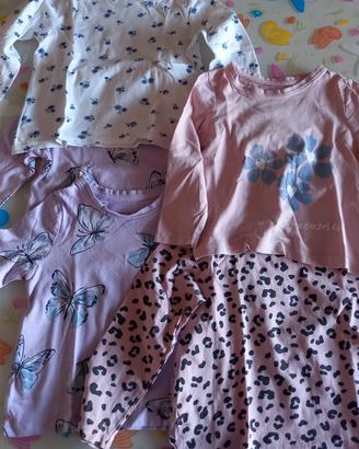 5 maglie bambina primark 2/3 anni usate viola rosa