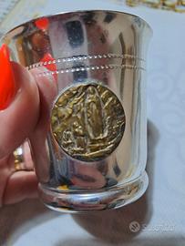 Bicchiere alluminio con Medaglia placcato oro