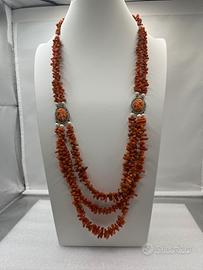 Collana in corallo e oro giallo con certificazione