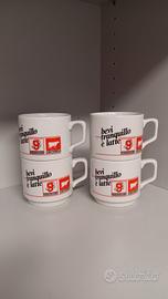 Quattro tazze latte Granarolo vintage