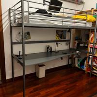 letto singolo a soppalco con scrivania