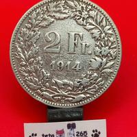 1914 Svizzera 2 Franchi Ag 835 10g