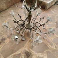Lampadario Barocco in Ottone con Cristalli