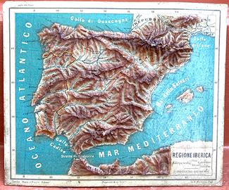 Rara Carta Geografica con Rilievi Fine 800 spagna
