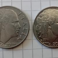 2 monete da 20 centesimi anno 1940 