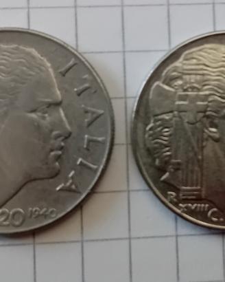 2 monete da 20 centesimi anno 1940 