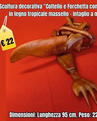 Scultura decorativa "Coltello e Forchetta con cate