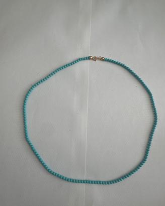 Collano in perle pasta turchese- chiusura oro