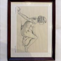 Disegno originale a matita nudo femminile firmato