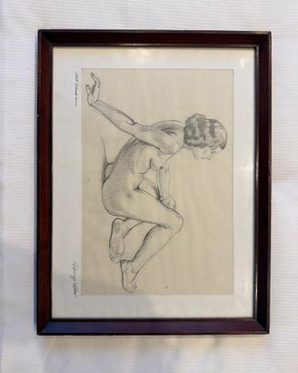 Disegno originale a matita nudo femminile firmato