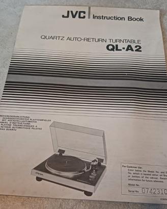 Libretto d'uso originale JVC QL-A2 giradischi DD