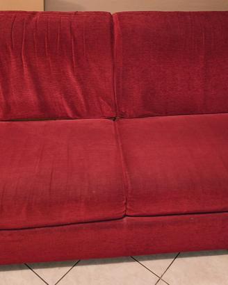 Divano letto 3 posti rosso