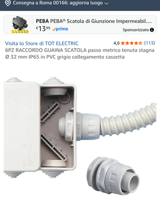 Raccordi cassetta/tubo guaina impianti elettrici